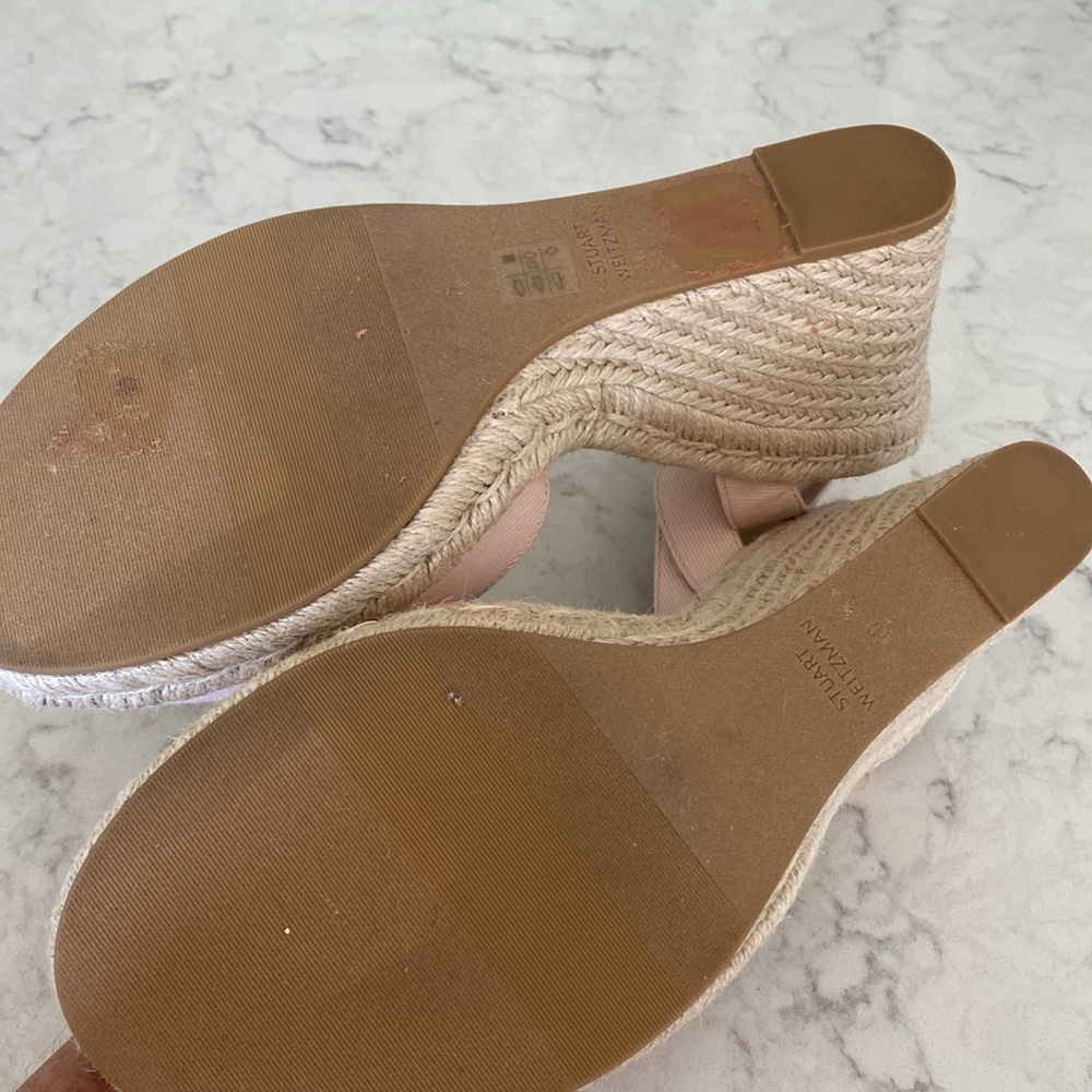Stuart Weizmann espadrille wedge light pink size 10 - Picture 8 of 9